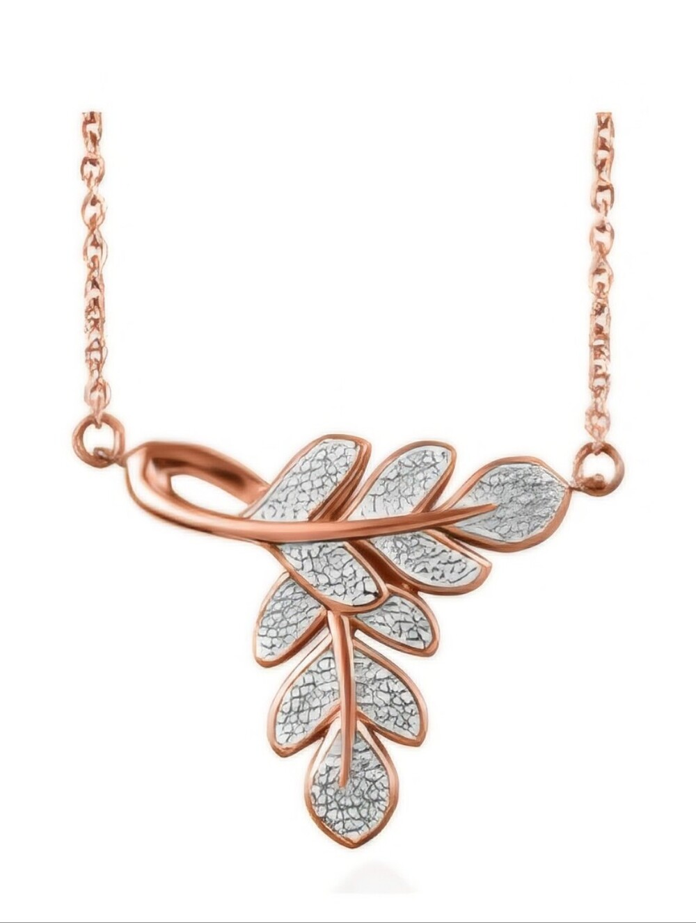 Evertrue Diamond Accent leaves, 20 Inch,18K Rose Gold Plated & Platinum Bond,NIB